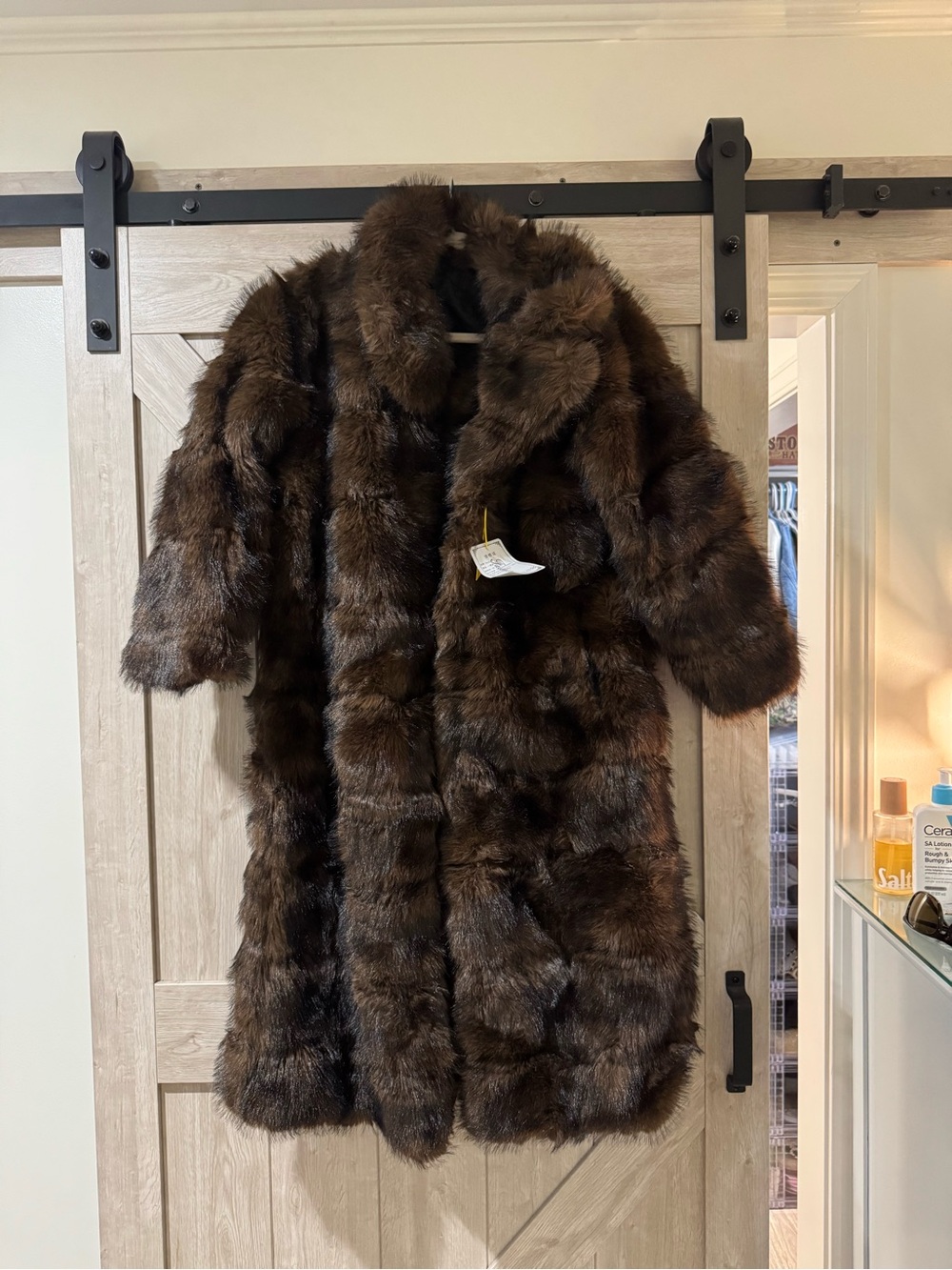 Classic Women's Brown Faux Fur Long Coat